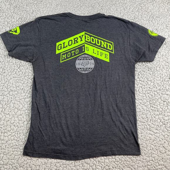 Fox Racing Moto Shirt Mens M Gray Fox Logo Short Sleeve Crew Neck - Picture 8 of 9